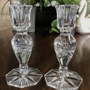 American Cut Crystal "Eleanor" Candlesticks (Set of 2)